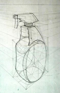 a drawing of a bottle with a handle on the side and lines drawn behind it