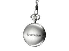 "Get Free laser engraving on this item. (Max 3 lines of 10 characters- One line on front, Two lines on back) Black numerals and hands on a white dial make it incredibly easy to read this Visol pocket watch. Customize this product to be the perfect gift for someone special in your life. * Dimensions: 1.9\" radius x 0.6\" depth, Weight: 0.15 lbs * 12-inch Matching Chain with Clip is included. * Choose from Chrome or Gunmetal finish * White Roman Dial, Japan Movement * A Perfect Gift for Groomsmen, Engraved Silver Stainless Steel Watch, Engraved Silver Stainless Steel Watch Accessories, Classic Engraved Watch Accessories With Round Dial, Engraved Stainless Steel Silver Watch Accessories, Silver Stainless Steel Engraved Watch, Classic Engraved Silver Watch Accessories, Engraved Stainless Steel Watch With Round Dial, Engraved Stainless Steel Watch, Stainless Steel Engraved Watch With Round Dial