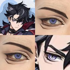 Cosplay Makeup Tutorial, Anime Makeup, Makeup Drawing, Eye Drawing Tutorials, Makeup Board, Male Makeup, Make Up Inspo, Cosplay Makeup, Eye Makeup Art