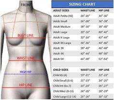 the size chart for a women's bodysuit with measurements