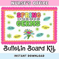 the bulletin board kit for nurse's office spring is in the air and so are germs