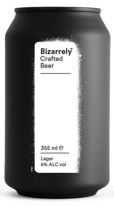 a can of beer that is black and white with the words bizzarella crafted beer on it