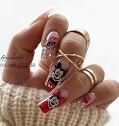 Minnie Mouse Nails, Mickey Nails, Natal