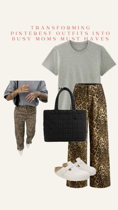 Outfit idea with leopard print pants or jeans for summer spring or fall Thrift Manifest, Jeans For Summer, Coffee Date Outfits, Work Fits, Cotton Box