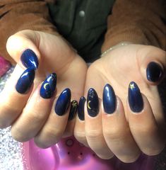 Blue  nail art moon nail’ s design Blue Moon Nails, Nail Art Stars, Moon Nail Art, Art Stars, Star Nails, S Design, Silver Moon, Blue Moon