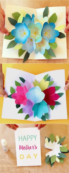 handmade mother's day card with paper flowers