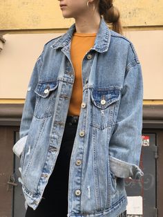 Oversized Jacket Outfit, Feminine Casual, Outfit Retro, Tailored Clothes, Streetstyle Fashion, Fashionista Clothes, Causual Outfits, Denim Jacket Women