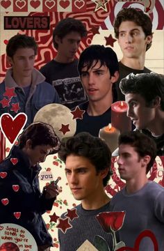 collage of young men with hearts and stars