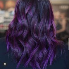 Purple Black Hair, Dark Ombre Hair, Best Ombre Hair, Quick Curls, Purple Balayage, Brunette Color, Easy Hairstyle