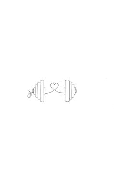 a line drawing of dumbbells with a heart in the middle