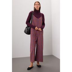 Multicolor plaid cotton (33% Viscose, 63% Recycled Polyester, 4% Acrylic). Jumpsuit. Sleeveless. V-neck. Pull on. 47.5" from shoulder to hemline. 24" inseam. 20" rise. 11.5" leg opening. Imported. Fall Cotton Overalls For Loungewear, Fitted Sleeveless Overalls For Fall, Casual Sleeveless Overalls For Fall, Casual Gingham Jumpsuits And Rompers, Spring Gingham Jumpsuits And Rompers, Fitted Bib Front Overalls For Fall, Casual Plaid Jumpsuits And Rompers For Summer, Casual Summer Plaid Jumpsuits And Rompers, Sleeveless Cotton Overalls For Workwear