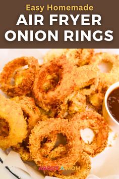 homemade air fryer onion rings with dipping sauce