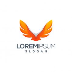 an orange and white bird logo with wings on it's back, in the middle of