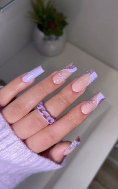 Lavender Nails Ideas, Lilac Nails Design, Nail Tip Designs, Fake Nails Designs, Nail Art Gel, Subtle Nails