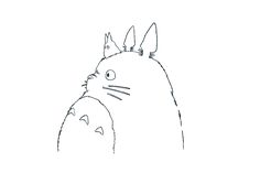 a black and white drawing of a totoro