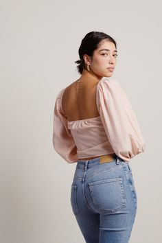 Stay Stylish Yet Comfy In Our Merida Pink Ruched Balloon Sleeve Crop Top. This Feminine Puff Sleeve Crop Top Makes Effortless Style A Cinch, Plus It Comes With An Adjustable Grip At The Bust To Keep Everything In Place. Fall Stretch Puff Sleeve Crop Top, Thanksgiving Play, Chiffon Crop Top, Puff Sleeve Crop Top, Wardrobe Ideas, Pink Blouse, Favorite Jeans, Effortless Style, Puff Sleeve