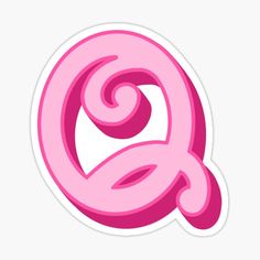 pink sticker with the letter g in it's center and swirly design