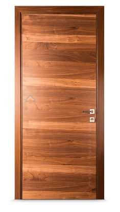 the wooden door is closed and ready to be used as a room divider or entrance