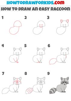 how to draw an easy raccoon step by step instructions for kids and beginners