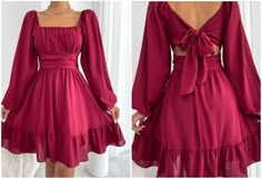 Back Knot Dress, Back Open Dress, Cute Winter Dresses, Open Dress, Tight Dress Outfit, Chic Dress Classy, Cute Dress Outfits, Trendy Dress Outfits, Knot Dress