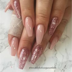 GET MORE ✨POPPIN✨PINS @THATLIGHTSKIN Nagel Tips, Cute Nail Art Designs, Rose Gold Nails, Ballerina Nails, Prom Nails, Luxury Nails, Gel Nail Art, Gold Nails, Gorgeous Nails