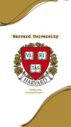 the harvard logo on top of a white background with gold lettering and an image of a shield