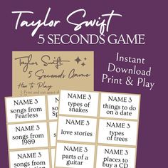 taylor swift's 5 seconds game instant print and play for the 3 second time