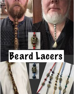 Beard Lacer Beard Hair Tie With Heavy Metal Skull: Choose - Etsy Beard Accessories, Beard Jewelry, Braided Beard, Stringing Beads, Beard Beads, Course Hair, Viking Hair, Beard Hair