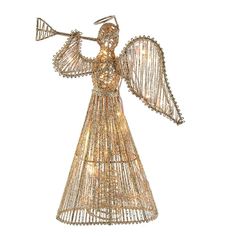 an angel figurine made out of wire on a white background