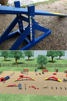 two pictures showing different types of playground equipment