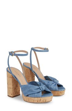 A knotted toe strap adds stylish charm to an espadrille-inspired sandal lifted by a jute-wrapped platform and towering block heel. 4 1/4" heel Textile upper/leather lining/synthetic sole Made in Italy Casual Wrapped Heel Ankle Tie Sandals, Casual Ankle Tie Sandals With Wrapped Heel, Casual Ankle-tie Sandals With Wrapped Heel, Espadrilles Platform, Lk Bennett, Sandal Women, Platform Sandals, Flat Sandals, Women's Shoes Sandals