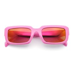 These retro plastic minimal chic sunglasses are a modern take on a classic style with luxe geometric diamond bevel cut arms. The rectangular squared silhouette is comfortable and flattering, and the CE protection 100% UV400 polycarbonate lenses provide superior protection from the sun's harmful rays. (c424) Size: 5 3/4" (146mm) x 1 11/16" (43mm).  Color: Pink.  Gender: female.  Age Group: adult. Sunglasses Pink, Chic Sunglasses, Geometric Diamond, Rectangular Sunglasses, Minimal Chic, Cloth Bags, Sunglasses Accessories, Gender Female, Classic Style