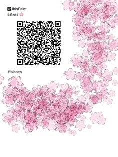 a bunch of pink flowers with qr code in the middle and an image of a flower