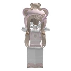 a lego figure with a teddy bear on it's head and hands in the back