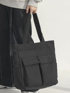 Modern Large Capacity Tote Box Bag, Canvas Tote Shoulder Bag With Multiple Pockets, Black Large Capacity Canvas Tote Bag, Black Tote Bag With Zipper Pocket, Black Tote Bag With Multiple Pockets, Tote Bag Business, Branded Tote Bags, Preppy Bags, Pal Zileri