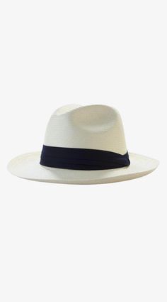 This classic Panama hat is made of Toquilla straw and features a grosgrain band. Handcrafted by skilled artisans in Ecuador. Size Guide: 56-57 cm with adjustable band. One size fits most. To find your hat size measure from the back of your head bringing the ends together at the center of your forehead right above your eyebrows. Formal Wide Brim Sun Hat In Toquilla Straw, Formal Toquilla Straw Sun Hat With Wide Brim, Formal Straw Hats With Curved Brim, Formal Straw Hat With Curved Brim, Classic White Toquilla Straw Hat Bands, White Straw Hat With Adjustable Fit And Curved Brim, White Adjustable Straw Hat With Curved Brim, Natural Summer Hat For Formal Occasions, Classic White Straw Sun Hat