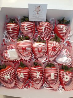 chocolate covered strawberries are arranged in the shape of letters and numbers for valentine's day