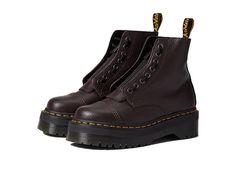 Dr. Martens Sinclair - Women's Boots : Burgundy Milled Nappa : Featuring an allover printed design, the Dr. Martens Sinclair Boots come with an ankle-length construction. Leather upper. Leather and textile lining. Leather and textile insole. Features classic Doc's DNA, including grooved heels, scripted heel loop, and visible yellow stitching. Goodyear welt construction where the upper and sole are heat-sealed and sewn together with the classic Z-welt stitching for long-lasting durability and fle Doc Martens Colorful, Doc Martens Collab, Sinclair Dr Martens, Doc Martens Sinclair, Dr Martens Sinclair Boots, Dr Martens Sinclair, 90's Vibes, Dr Martens Womens, Goodyear Welt