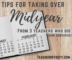 an open book with the title tips for taking over midyear from 3 teachers who did it