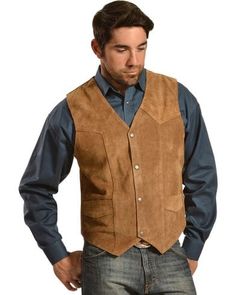 Liberty Wear Men's Suede Western Vest, Brown Western Leather Vest For Fall, Brown Sleeveless Vest For Western-themed Events, Western Style Vest With Pockets For Fall, Western Style Sleeveless Vest For Rodeo, Western Rodeo Vest, Sleeveless Western Outerwear For Fall, Western Style Brown Vest For Western-themed Events, Brown Western Vest For Western-themed Events, Fitted Western Leather Vest