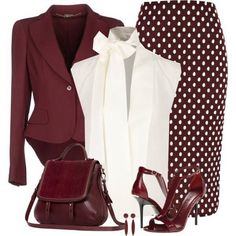 Bordeaux & white فستان سهرة, Professional Attire, Professional Outfits, Work Wardrobe, Business Attire