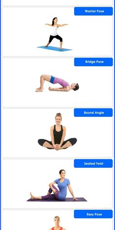 an image of a woman doing yoga poses in different positions, including the legs and arms