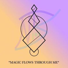 the magic flows through me logo on a purple and yellow background with an abstract design