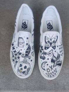 Custom Hand-drawn Vans Slip-ons - Etsy Artistic Hand Painted Slip-on Sneakers, Artistic Hand Painted Slip-on Custom Sneakers, Artistic Custom Sneakers With Artwork, Artistic Hand Painted Custom Sneakers, Artistic White Custom Slip-on Sneakers, Artistic White Slip-on Custom Sneakers, Artistic Custom White Sneakers With Artwork, Artistic White Custom Sneakers With Artwork, Customized Vans