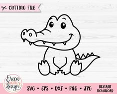 a cute little alligator outline on a wooden background