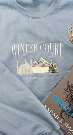 x-large Throne Of Glass Sweatshirt, Winter Embroidery Designs, Embroidery Hoodies, Winter Court, Winter Crewneck, Winter Embroidery, Geek Clothes, A Court Of Wings And Ruin, Stylish Hoodies