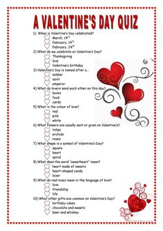 valentine's day quiz with red hearts on it and the question is what do you want