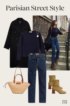 Dark Navy Outfit, Jeanne Damas Style Winter, Parisian Chic Style Fall, Navy Sweater Outfit, Parisian Style Fall, Parisian Fall Outfits, Casual Chic Fall Outfits, Parisian Street Style, Style Fall Outfits