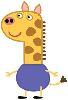 a cartoon giraffe is standing with its legs spread out and eyes wide open