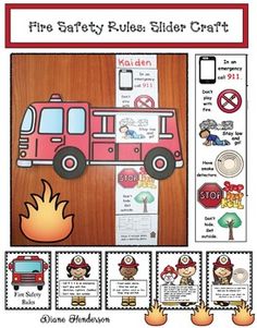 the fire safety rules slider craft is shown with pictures and instructions to help students learn how